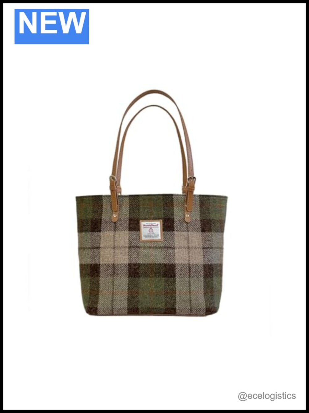 Harris Tweed Pure New Wool Large Tote Handmade Adjustable Strap